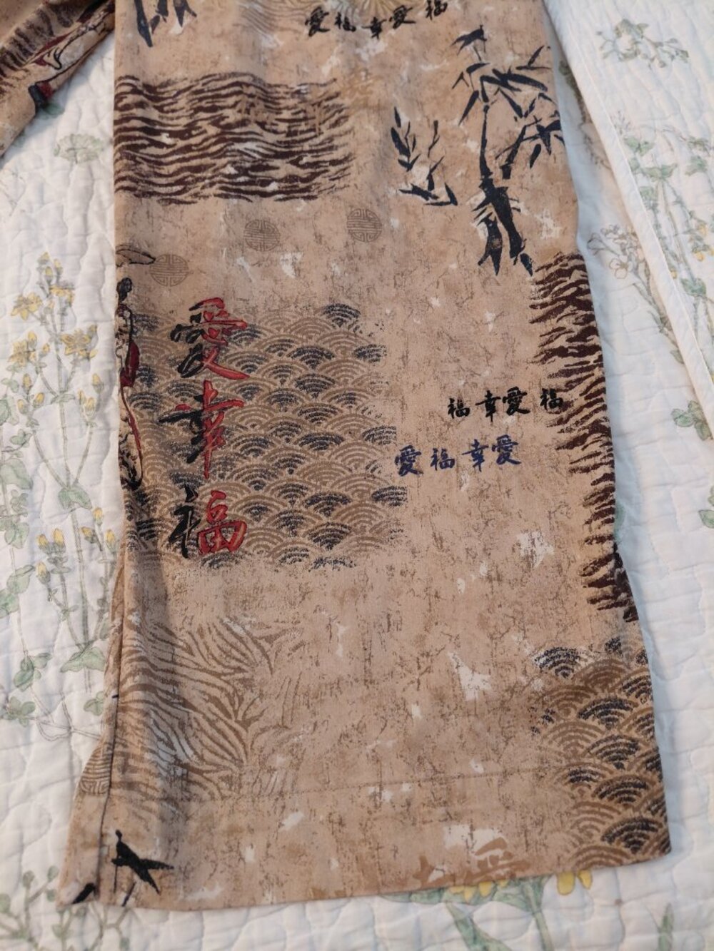 Vintage Chicos Asian Geisha Abstract Art Print Pants Crop Size 2 Spring Summer - Picture 8 of 9